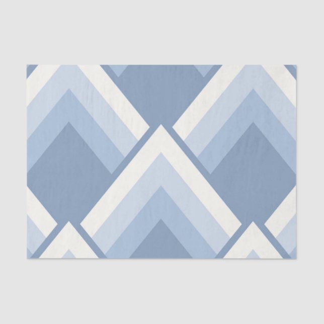 Abstract geometrical, blue and off white 2 tissue paper (Front)