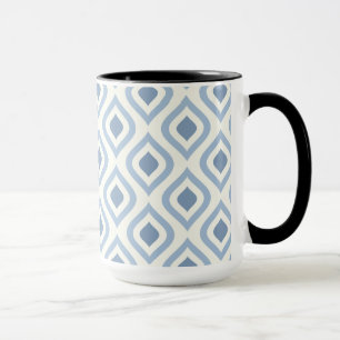 Abstract geometrical, blue and off white mug