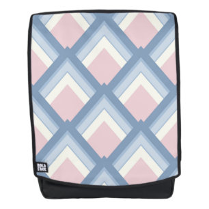 Abstract geometrical, blue, pink and off white backpack