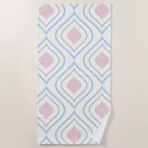 Abstract geometrical, blue, pink and off white beach towel