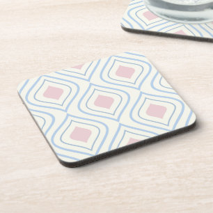 Abstract geometrical, blue, pink and off white coaster