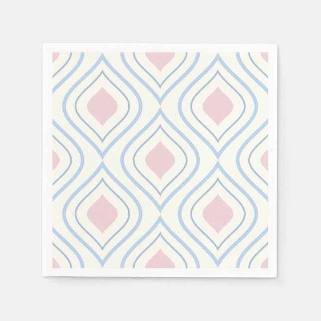 Abstract geometrical, blue, pink and off white napkin (Front)