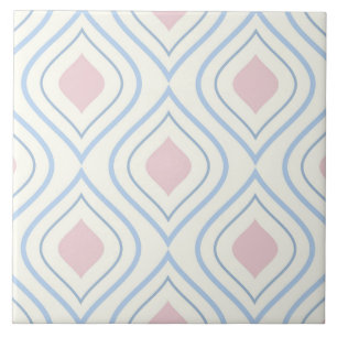 Abstract geometrical, blue, pink and off white tile