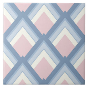 Abstract geometrical, blue, pink and off white tile