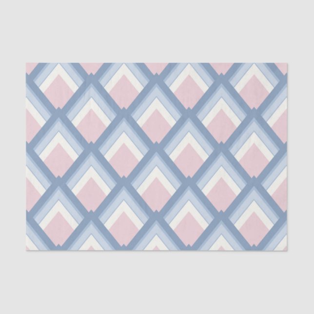 Abstract geometrical, blue, pink and off white tissue paper (Front)