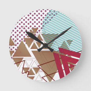 Abstract geometrical figures pattern round clock