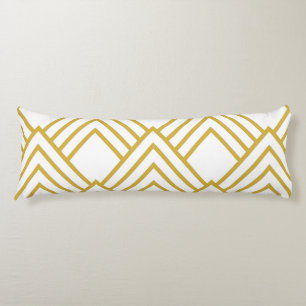 Abstract geometrical, white and gold body pillow