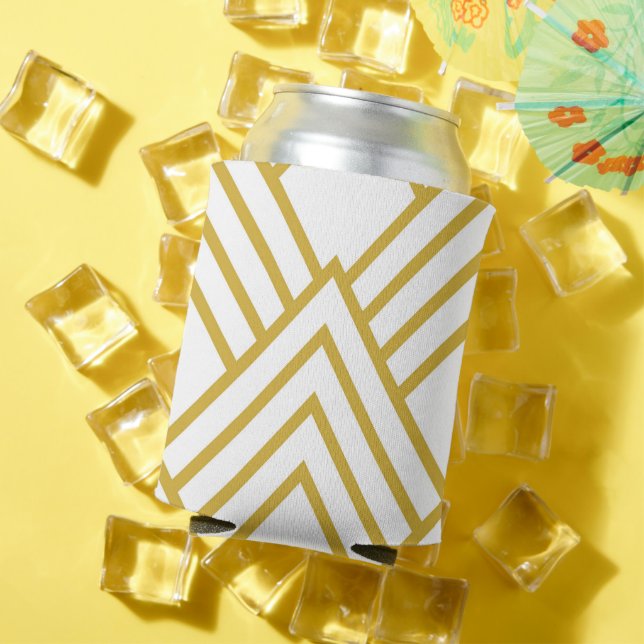 Abstract geometrical, white and gold can cooler (In Situ Summer)
