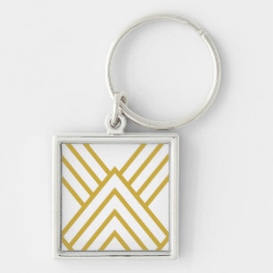 Abstract geometrical, white and gold keychain