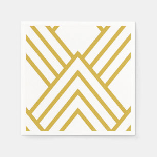 Abstract geometrical, white and gold napkin