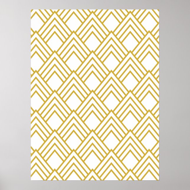Abstract geometrical, white and gold poster (Front)