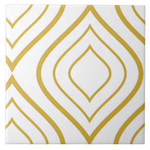 Abstract geometrical, white and gold tile