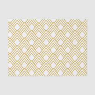 Abstract geometrical, white and gold tissue paper