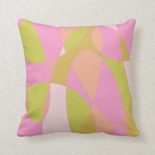 Abstract Geometry Curves in Pink and Green Throw Pillow