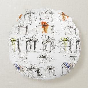 Abstract Gift Boxes Pattern Round Pillow