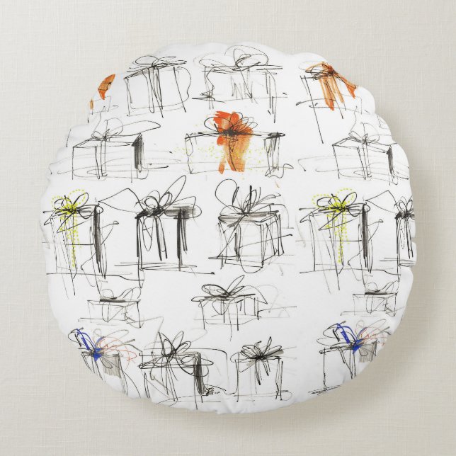 Abstract Gift Boxes Pattern Round Pillow (Front)