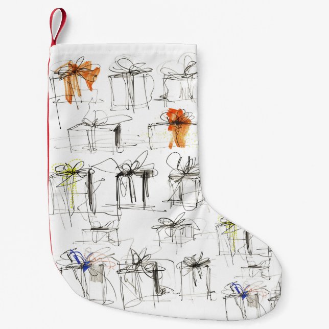 Abstract Gift Boxes Pattern Small Christmas Stocking (Front)