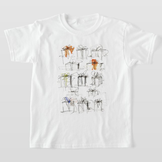 Abstract Gift Boxes Pattern T-Shirt (Laydown)