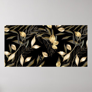 Abstract ginkgo leaves. Luxury glitter ginkgo on r Poster