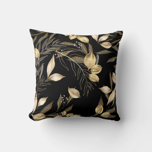 Abstract ginkgo leaves. Luxury glitter ginkgo on r Throw Pillow (Front)
