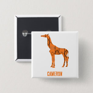 Abstract giraffe silhouette monogram 2 inch square button