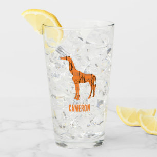 Abstract giraffe silhouette monogram glass