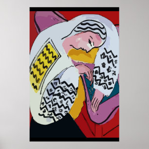 Abstract Girl on Tablet 4 Poster