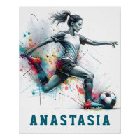 Abstract girl soccer player in action football art