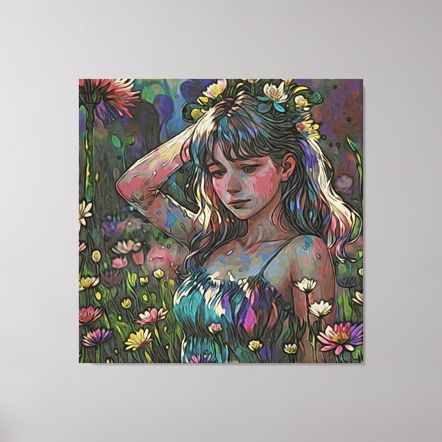 *~ Abstract Girl Wild Flower Field AP56 Canvas Print (Front)