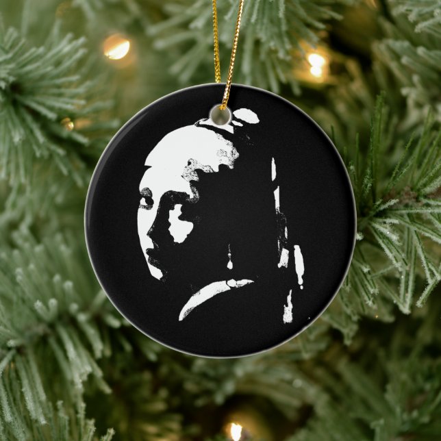 Abstract Girl with a Pearl Earring Ceramic Ornament (Tree)