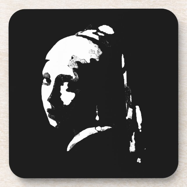 Abstract Girl with Pearl Earring Coaster (Front)
