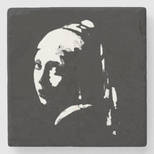 Abstract Girl with Pearl Earring Stone Coaster
