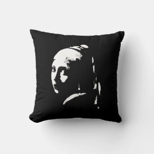 Abstract Girl with Pearl Earring Throw Pillow
