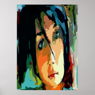 Abstract Girls Face Poster