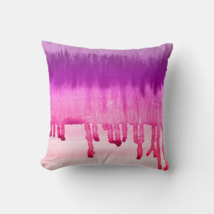 Abstract Girly Pink Purple Watercolor Ombre Design Throw Pillow