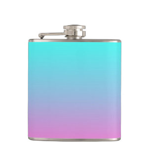 abstract girly pink turquoise ombre mermaid colors hip flask