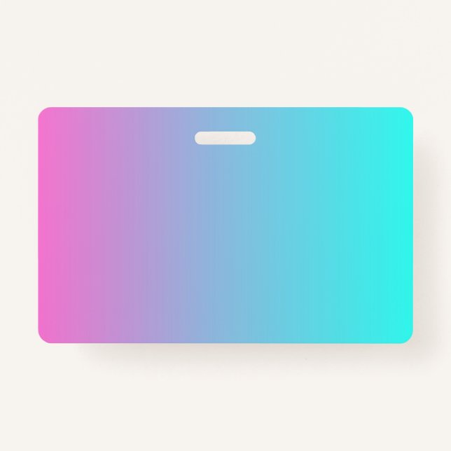abstract girly pink turquoise ombre mermaid colour badge (Front)