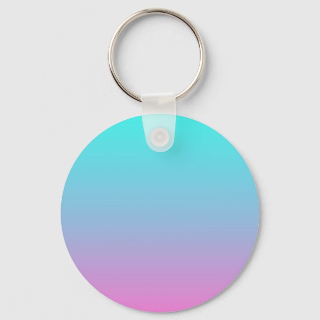 abstract girly pink turquoise ombre mermaid colour keychain (Front)