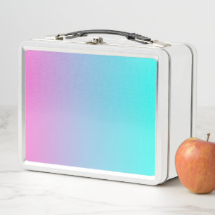 abstract girly pink turquoise ombre mermaid colour metal lunch box