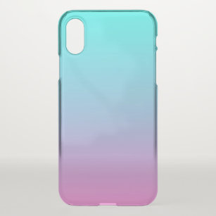 abstract girly pink turquoise ombre mermaid colour iPhone XS case