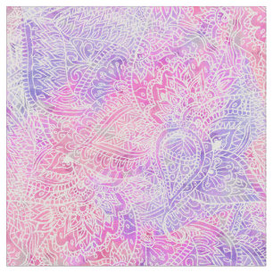 Abstract Girly Purple Pink Paisley Sketch Pattern Fabric