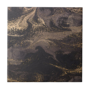 Abstract glam black and gold texture effect  tile
