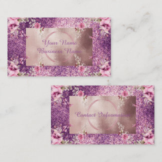 Abstract glam pink and gold texture effect  business card