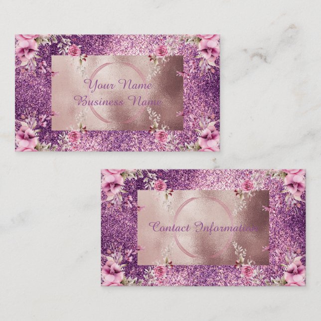 Abstract glam pink and gold texture effect  business card (Front/Back)