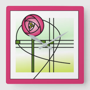 Abstract Glasgow Rose  Square Wall Clock