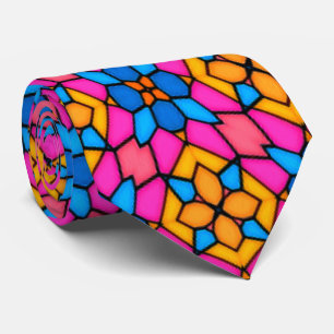 Abstract Glass Flowers Tie