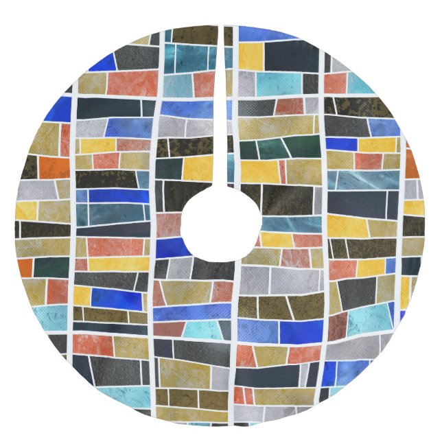 Abstract glass mosaic: high-resolution texture. brushed polyester tree skirt (Front)