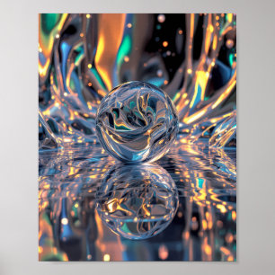 Abstract Glass Sphere with Reflections – Esfera de Poster