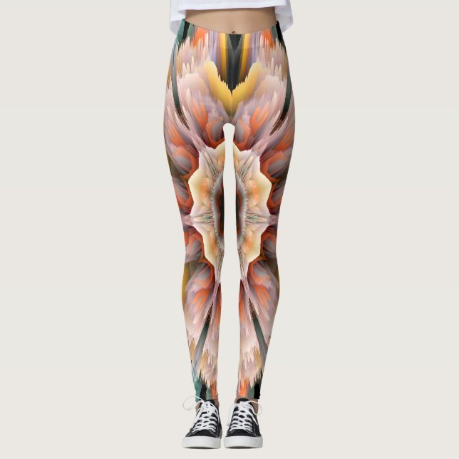Abstract glitch flower leggings (Front)