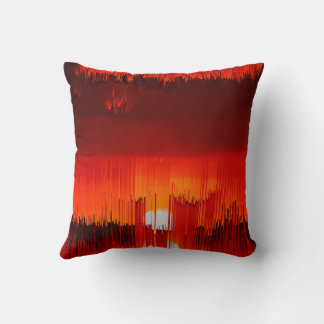 Abstract Glitch Sunset Landscape Throw Pillow